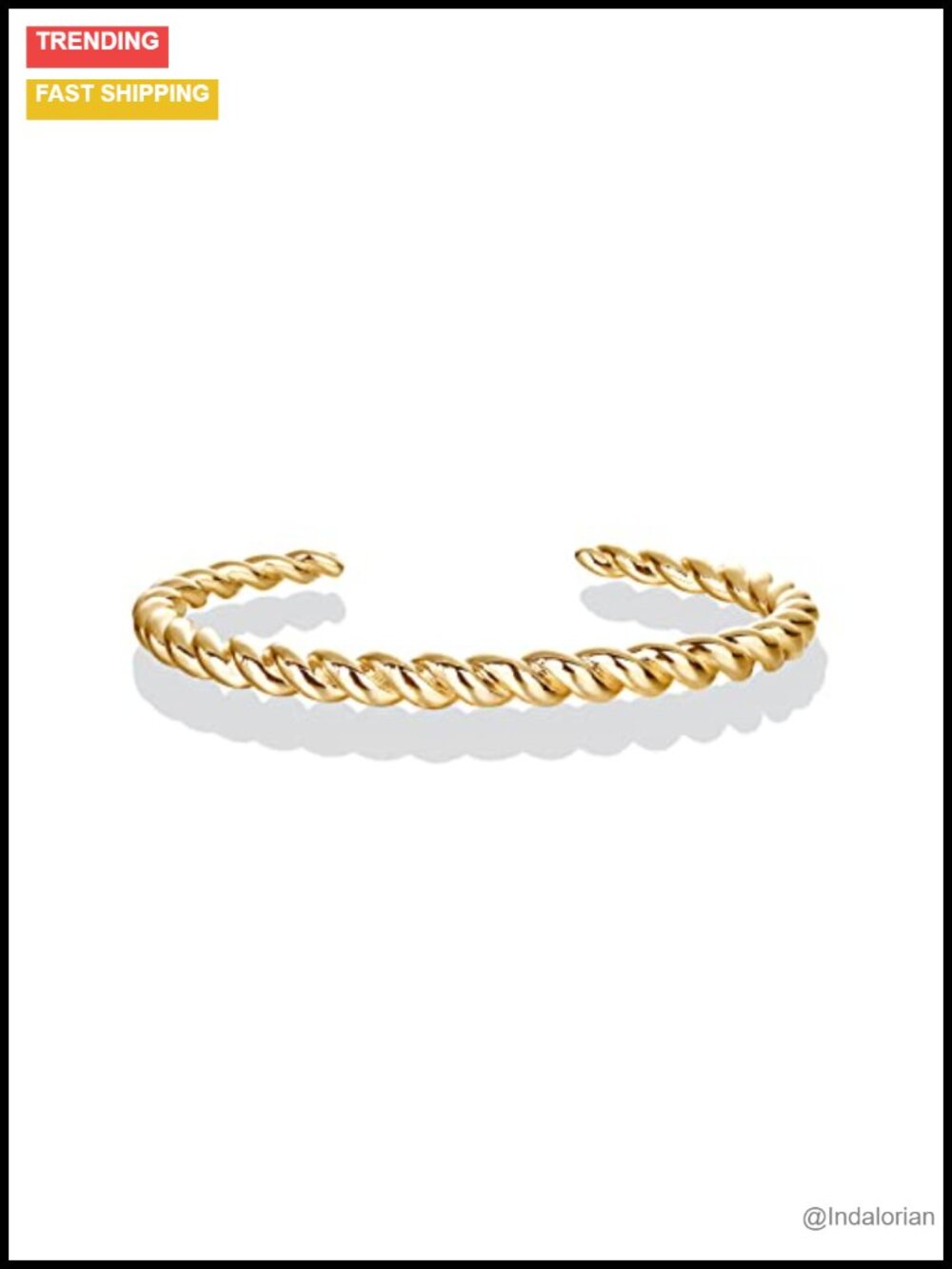 14K Gold Plated Twisted Chunky Bangle Bracelet Lightweight Everyday